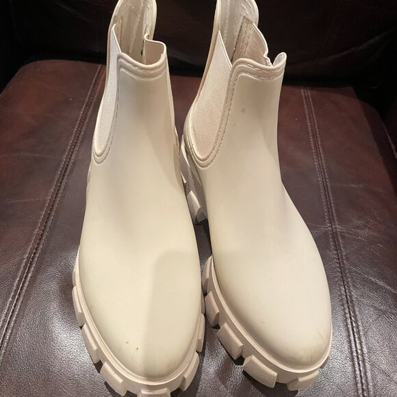 Jeffrey Campbell Women Cream Platform Waterproof Rubber Rain Boot size 10 - Picture 2 of 6